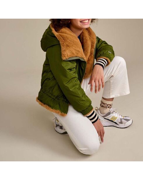 Veste fourrée Réversible Habitat vert kaki