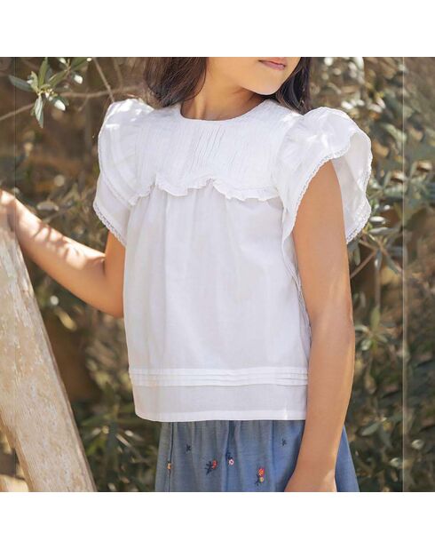 Blouse Fleur d'Hibiscus blanche