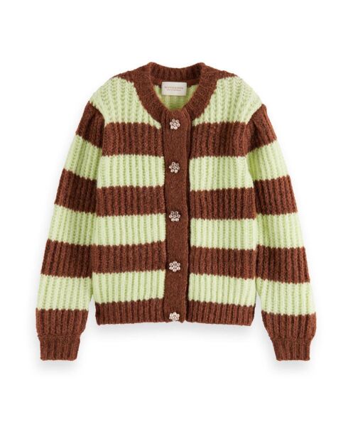 Gilet Rayé marron/vert