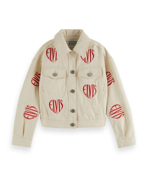 Veste Denim Collaboration Scotch & Soda x Elvis blanche