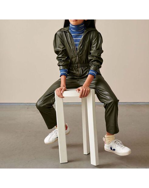 Combinaison Pilots Cuir Vegan vert kaki