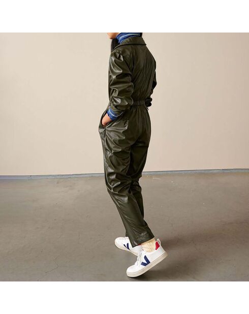 Combinaison Pilots Cuir Vegan vert kaki