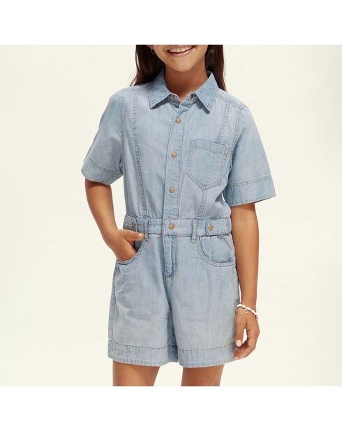 Combishort Lightweight denim clair