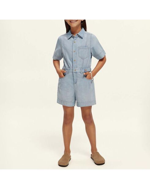 Combishort Lightweight denim clair