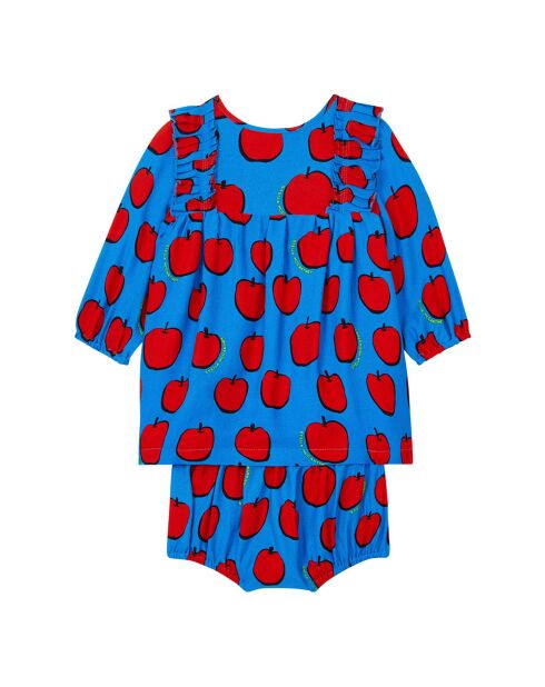 Robe Pommes à Volants bleue