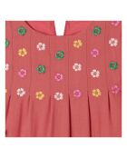 Robe 100% Laine Brodée rouge framboise