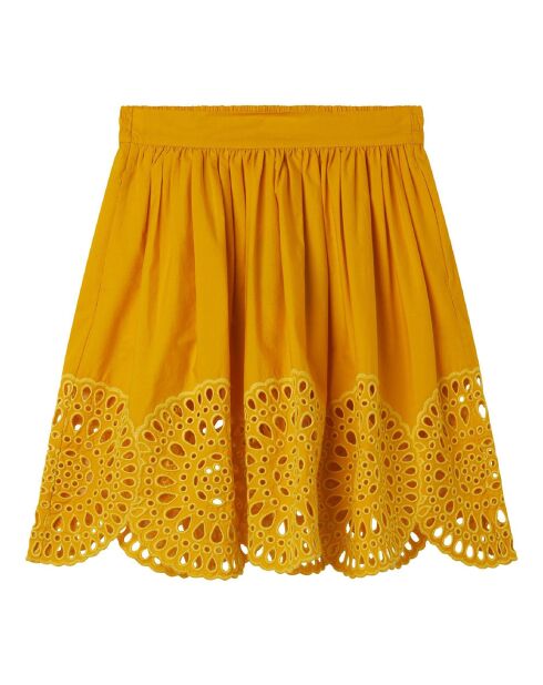 Jupe en Coton Bio Broderie Anglaise jaune