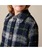 Manteau Fourré  Craft Carreaux Alpaga bleu marine