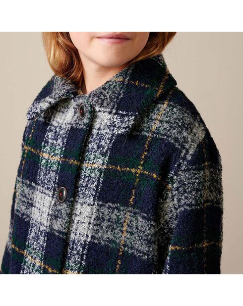 Manteau Fourré  Craft Carreaux Alpaga bleu marine