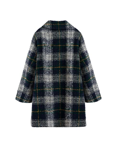 Manteau Fourré  Craft Carreaux Alpaga bleu marine