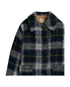 Manteau Fourré  Craft Carreaux Alpaga bleu marine