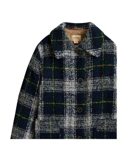 Manteau Fourré  Craft Carreaux Alpaga bleu marine