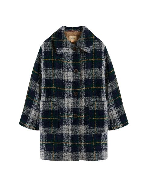 Manteau Fourré  Craft Carreaux Alpaga bleu marine