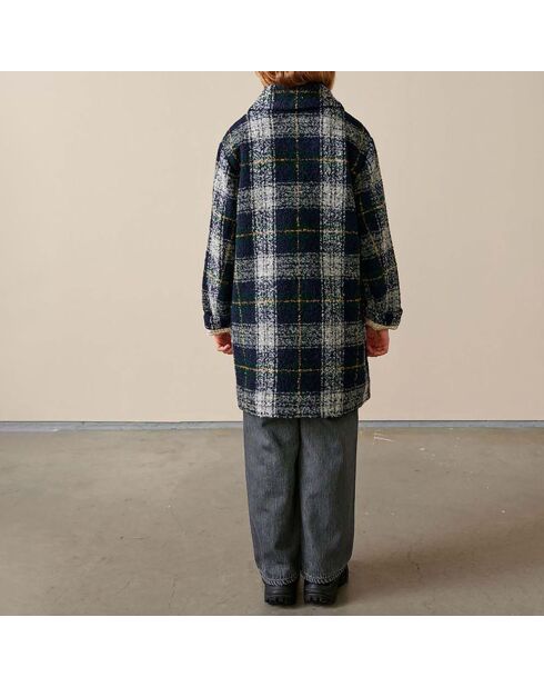 Manteau Fourré  Craft Carreaux Alpaga bleu marine