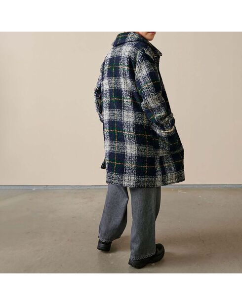 Manteau Fourré  Craft Carreaux Alpaga bleu marine