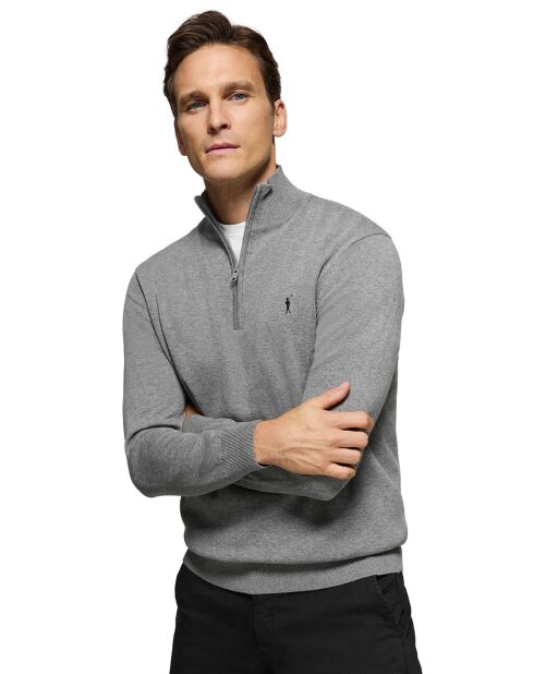 Pull Rigby Go Zipper Neck gris