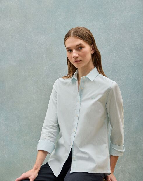 Aquamarinfarbenes Oxford-Blockhemd