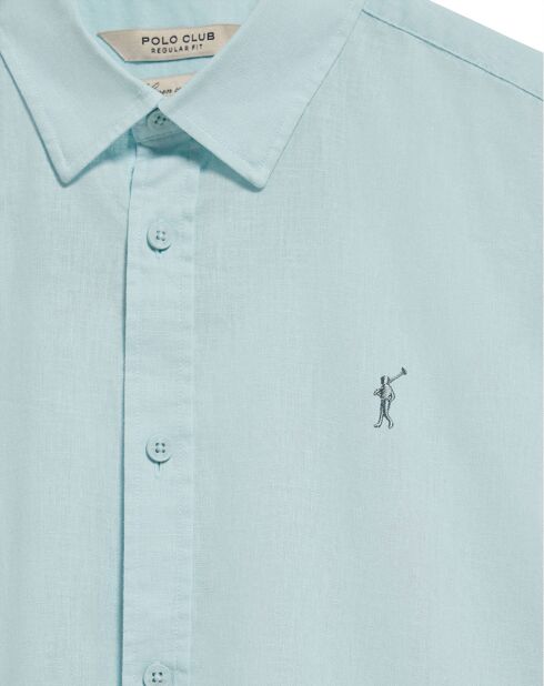 Rigby Go hemd van aquamarijn en linnenmix