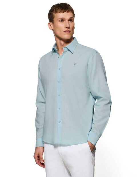 Rigby Go hemd van aquamarijn en linnenmix