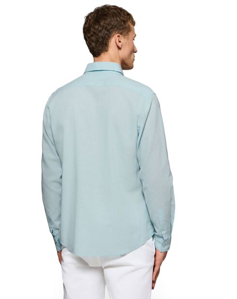 Rigby Go hemd van aquamarijn en linnenmix