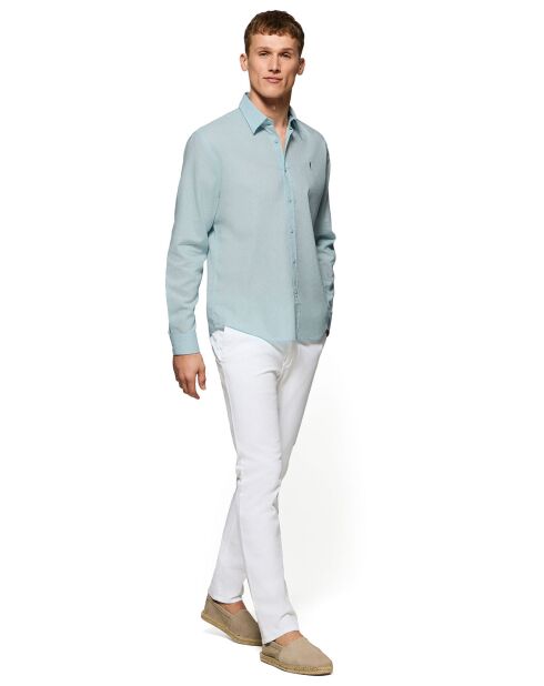 Rigby Go hemd van aquamarijn en linnenmix