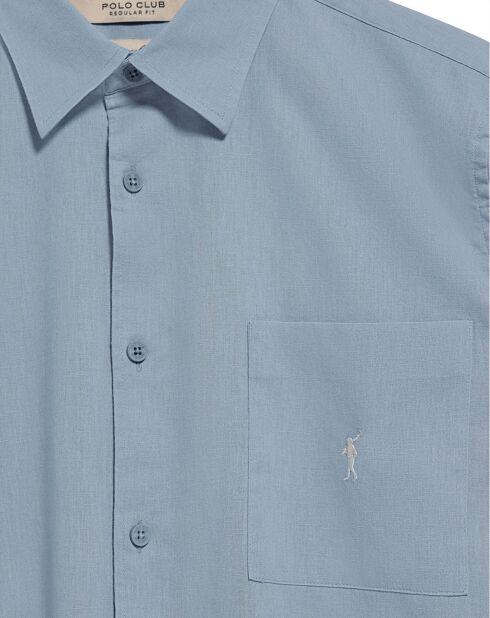 Chemise en Lin mélangé manches courtes Rigby Go Pocket bleu ciel