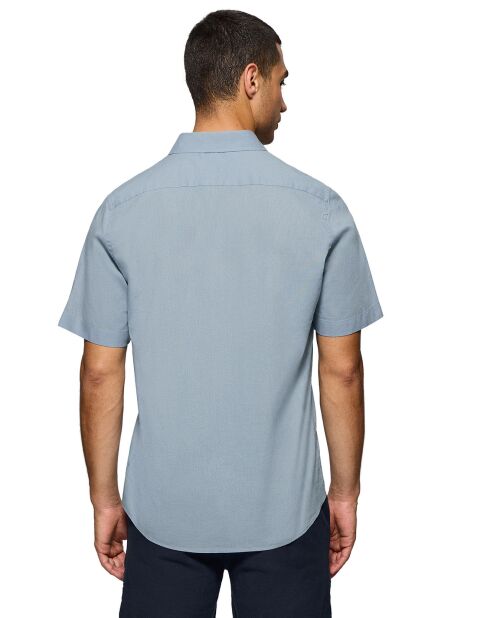 Chemise en Lin mélangé manches courtes Rigby Go Pocket bleu ciel