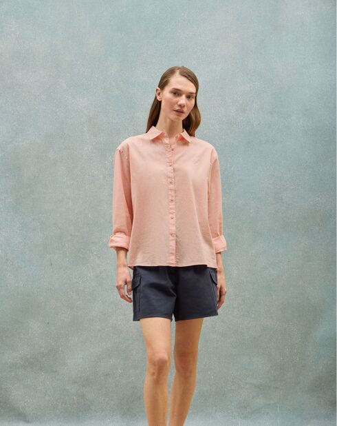 Chemise en Lin mélangé Pc Monogram saumon
