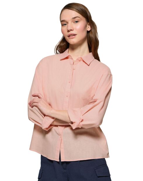 Chemise en Lin mélangé Pc Monogram saumon