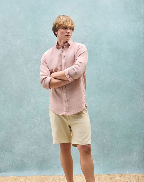Chemise 100% Lin Pc Monogram rose