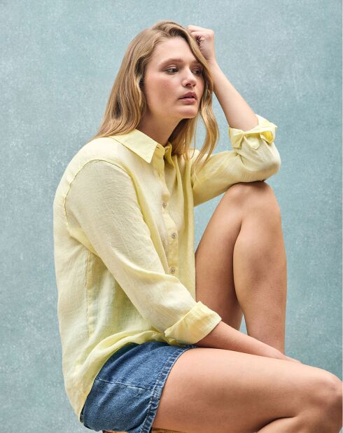 Chemise 100% Lin Pc Monogram jaune clair