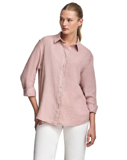 L-S Romain taupe roze hemd