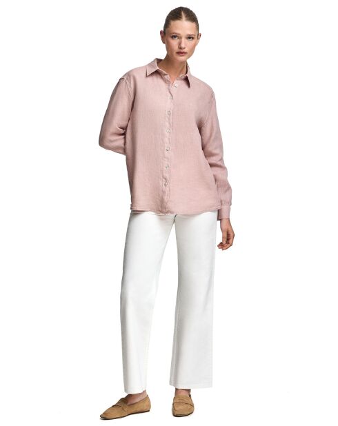 L-S Romain taupe roze hemd