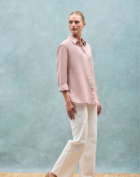 L-S Romain taupe roze hemd