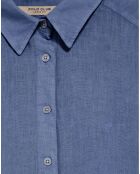 Chemise 100% Lin Pc Monogram bleu royal