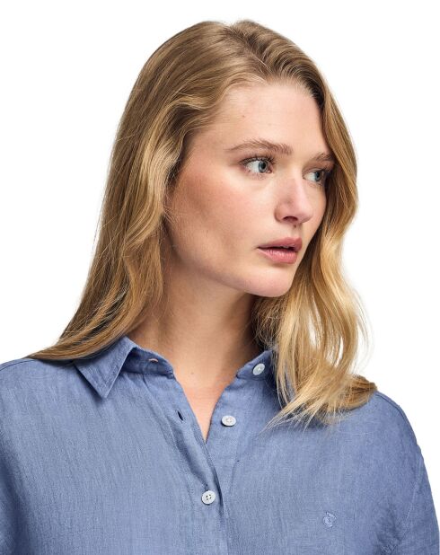 Chemise 100% Lin Pc Monogram bleu royal