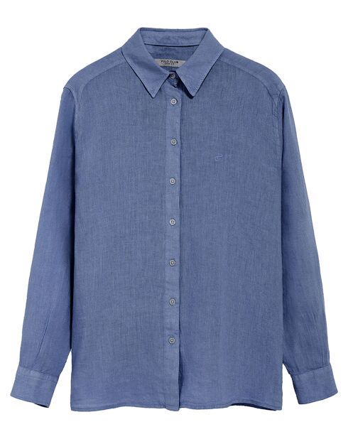 Chemise 100% Lin Pc Monogram bleu royal