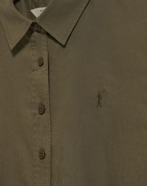 Rigby Go donkergroen overhemd van linnenmix