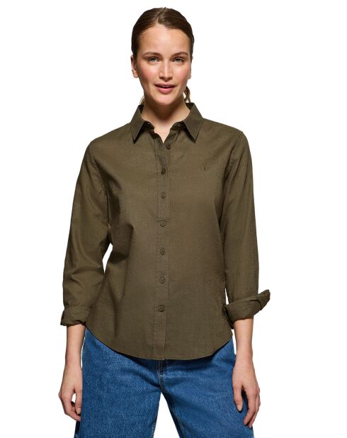 Rigby Go donkergroen overhemd van linnenmix