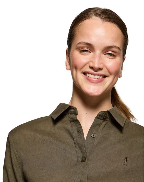 Rigby Go donkergroen overhemd van linnenmix