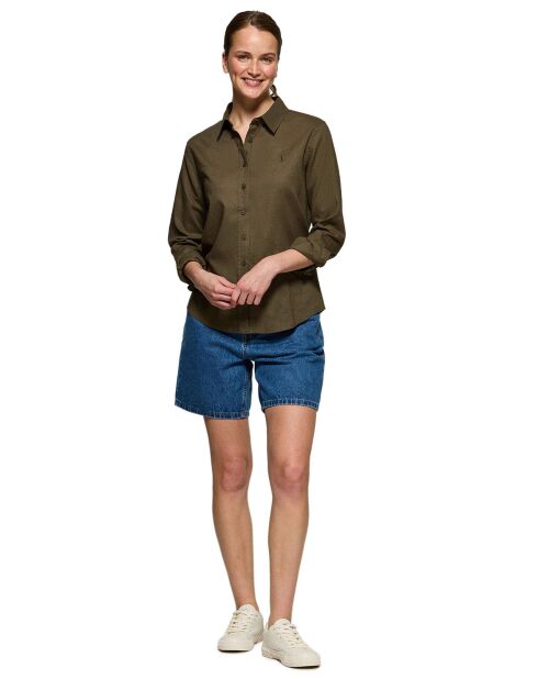 Rigby Go donkergroen overhemd van linnenmix