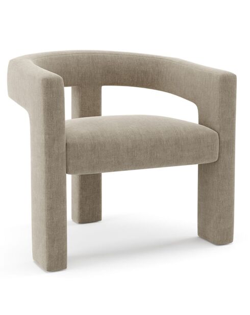 Fauteuil de salle à manger Mila Velours taupe - 64x59x75 cm