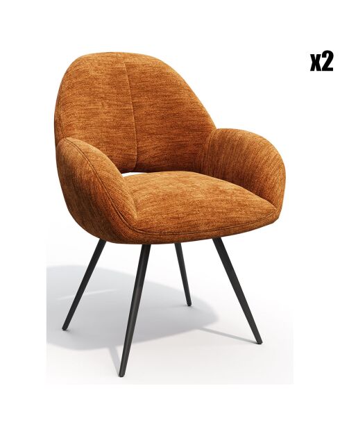 2 Petits fauteuils rotatifs Magda Velours terracotta - 63x64.5x84.5 cm