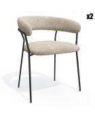 2 Chaises Lily Velours tramé beiges - 58x53.5x76 cm