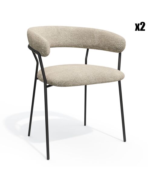 2 Chaises Lily Velours tramé beiges - 58x53.5x76 cm