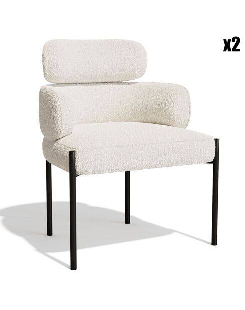 2 Chaises Lara Bouclette crème - 60x57x79 cm