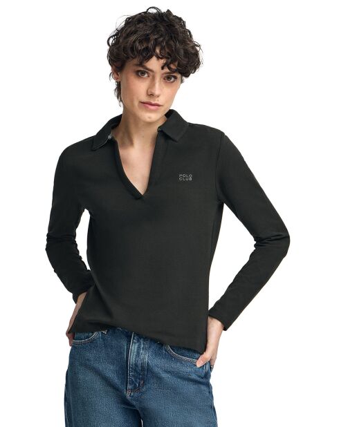 Polo manches longues Block Rubber Pia noir