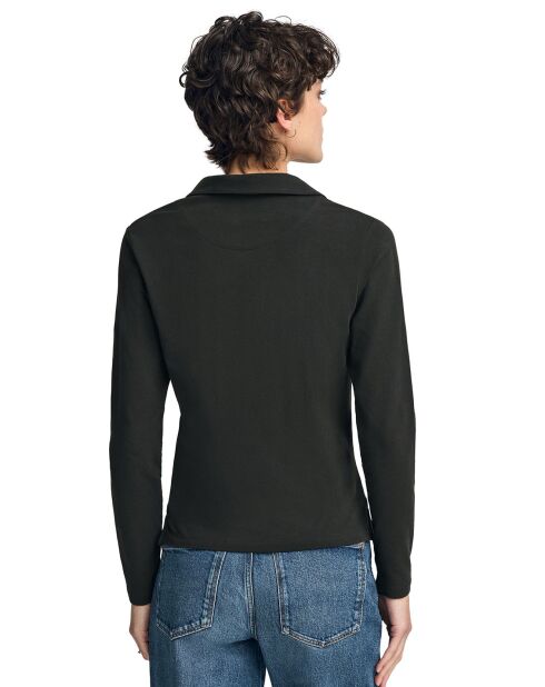 Polo manches longues Block Rubber Pia noir