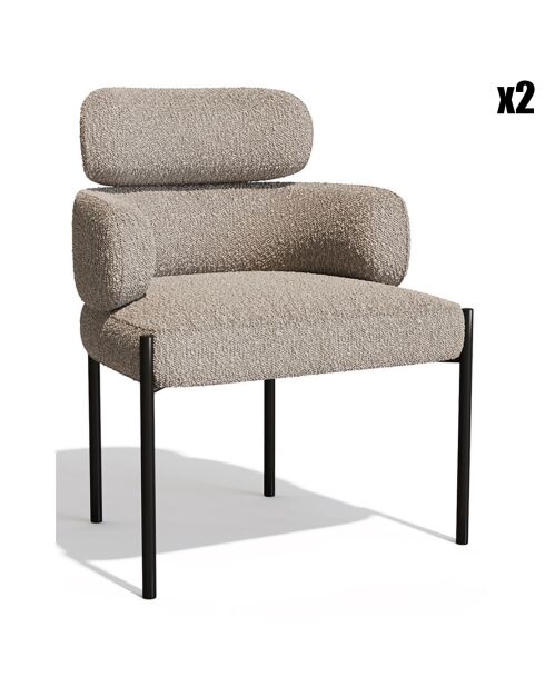 2 Chaises Lara Bouclette taupe - 60x57x79 cm