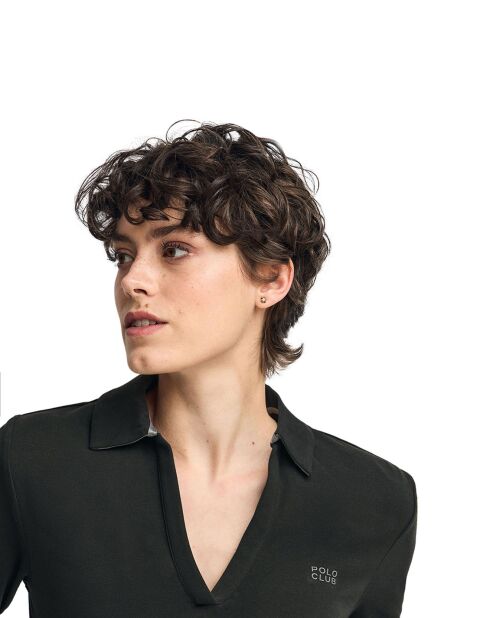 Polo manches longues Block Rubber Pia noir